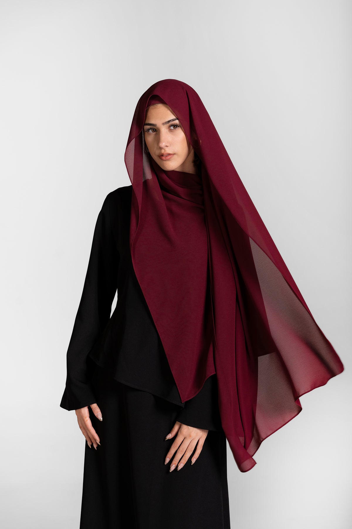 Chiffon Hijab Set With Matching Hijab Cap
