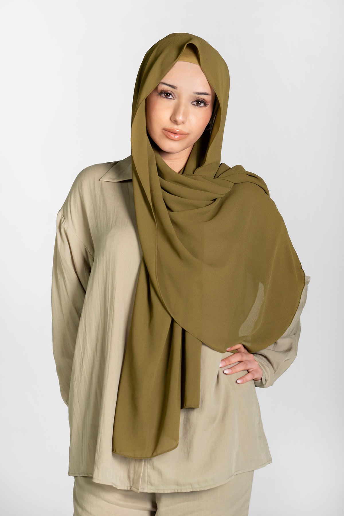 Chiffon Hijab Set With Matching Hijab Cap
