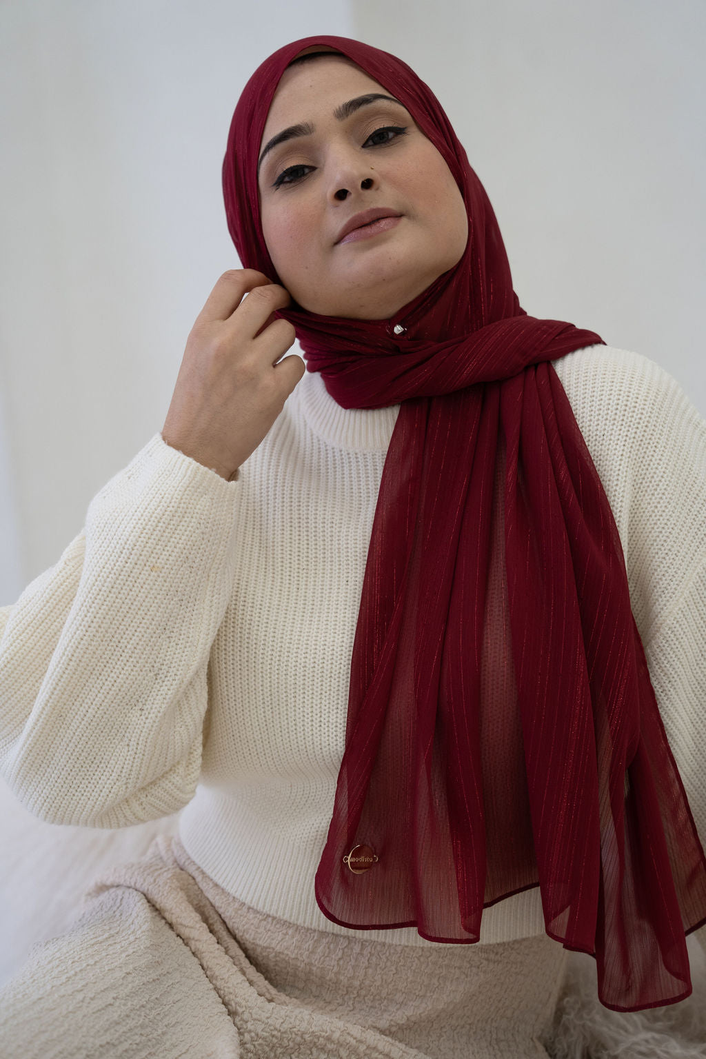 Chiffon Sparkle Hijab - Maroon