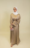 Jasmin Open Abaya Set With Inner Dress - Khaki