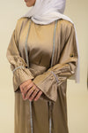 Jasmin Open Abaya Set With Inner Dress - Khaki