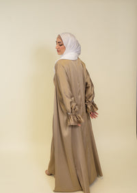 Jasmin Open Abaya Set With Inner Dress - Khaki