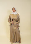 Jasmin Open Abaya Set With Inner Dress - Khaki