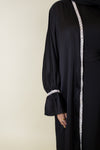 Jasmin Open Abaya Set With Inner Dress - Noir