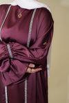 Jasmin Open Abaya Set With Inner Dress - Magenta