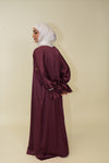 Jasmin Open Abaya Set With Inner Dress - Magenta