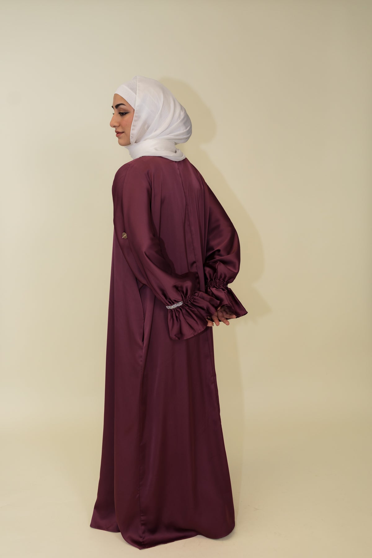 Jasmin Open Abaya Set With Inner Dress - Magenta