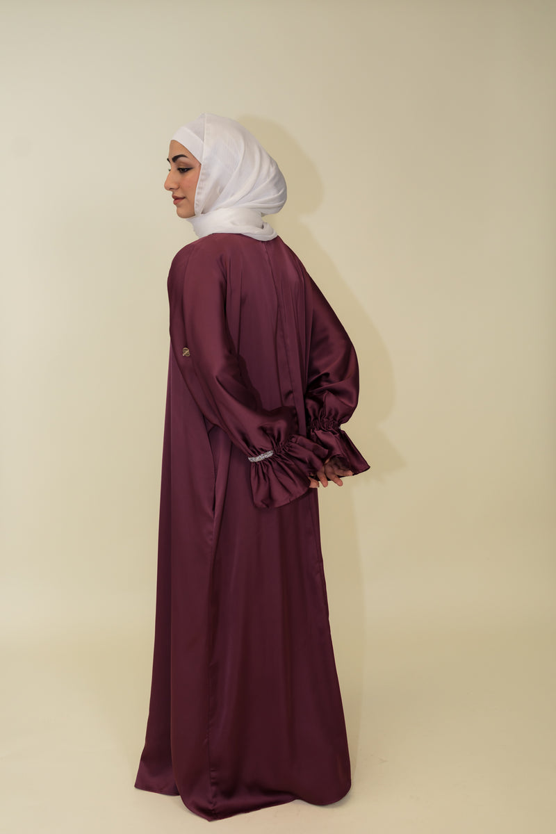 Jasmin Open Abaya Set With Inner Dress - Magenta