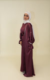 Jasmin Open Abaya Set With Inner Dress - Magenta