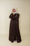 Jasmin Open Abaya Set With Inner Dress - Cocoa