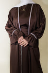 Jasmin Open Abaya Set With Inner Dress - Cocoa