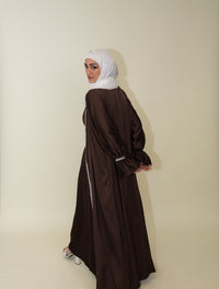 Jasmin Open Abaya Set With Inner Dress - Cocoa