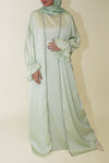 Jasmin Open Abaya Set With Inner Dress - Mint