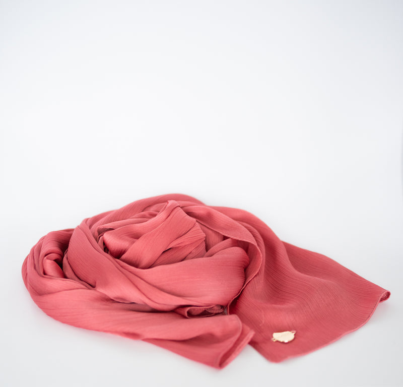 Satin Crinkle Hijab - coral