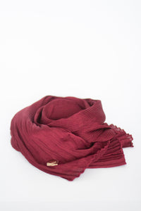 Satin Wavy Hijab - maroon