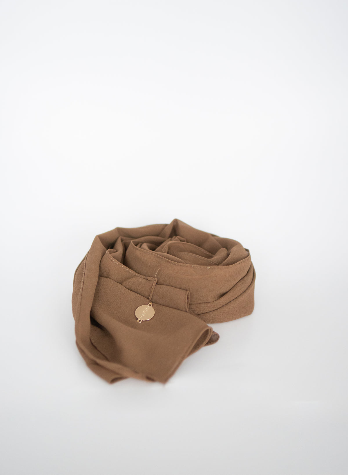 Chiffon Hijab Set With Matching Hijab Cap - brown