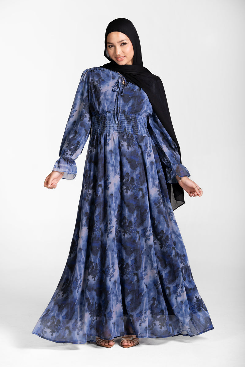 chiffon hijab dress Modest Emerald Green Chiffon Floral Dresses 50355ZY