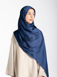 Satin Crinkle Hijab - Midnight Blue