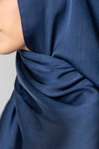 Satin Crinkle Hijab - Midnight Blue