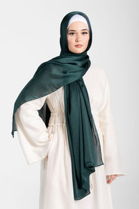 Satin Crinkle Hijab - Dark Green