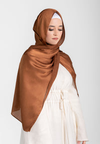 Satin Crinkle Hijab - Brown
