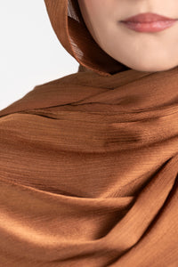 Satin Crinkle Hijab - Brown