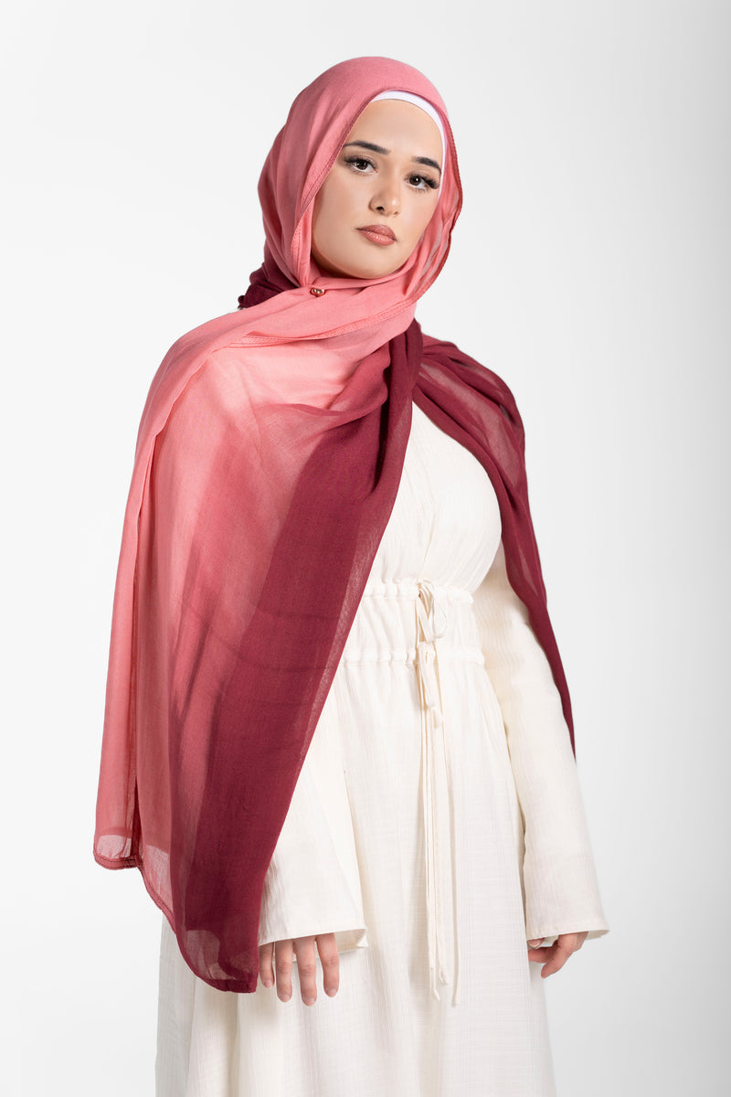 Modal Ombre Hijab - Pink/Maroon