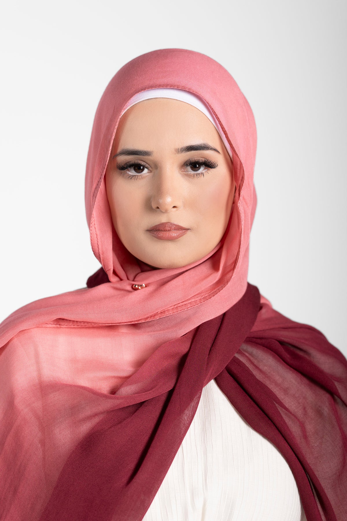 Modal Ombre Hijab - Pink/Maroon