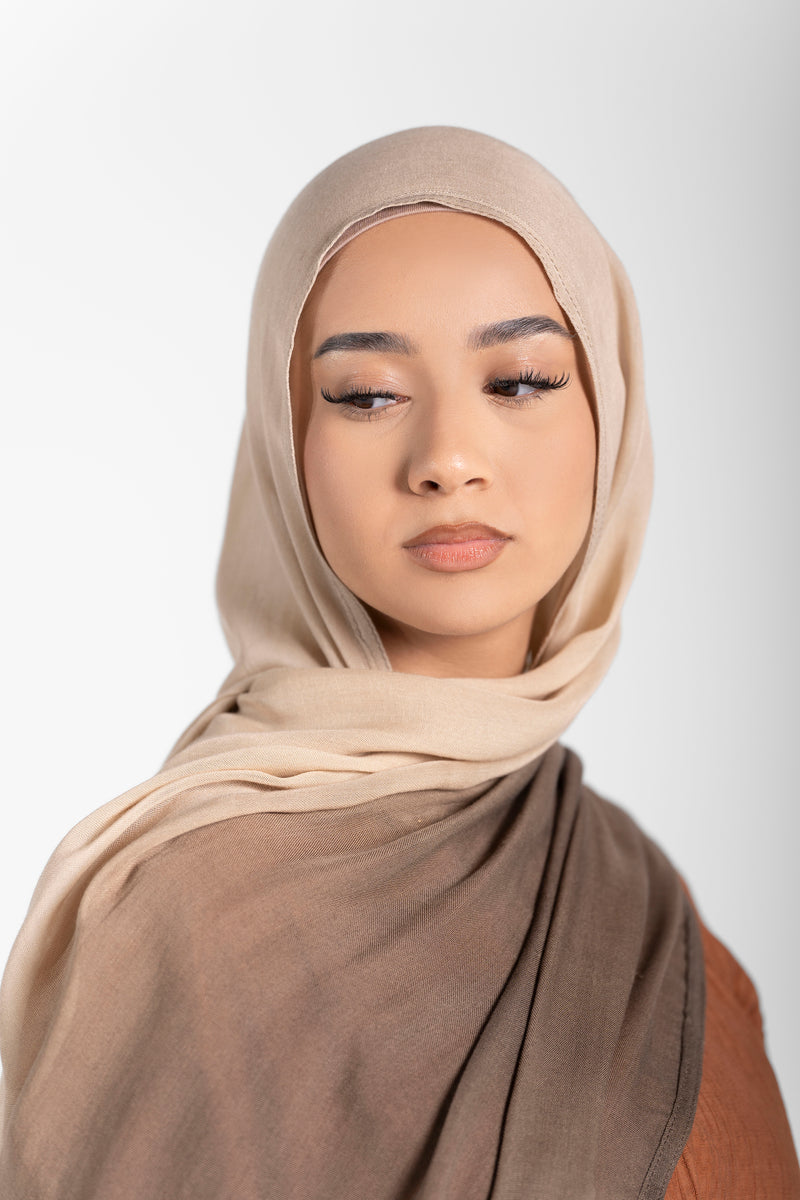 Modal Ombre Hijab - Brown/Nude