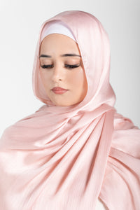 Satin Crinkle Hijab - Pink