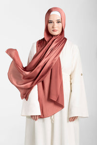 Satin Crinkle Hijab - Salmon