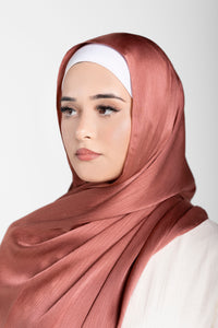 Satin Crinkle Hijab - Salmon