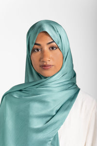 Satin Crinkle Hijab - Aqua