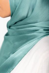 Satin Crinkle Hijab - Aqua