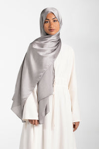 Satin Crinkle Hijab - Silver
