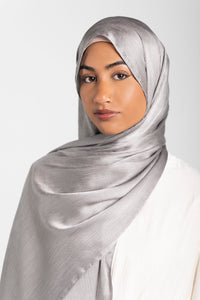 Satin Crinkle Hijab - Silver