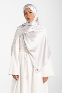 Satin Crinkle Hijab - Light Silver