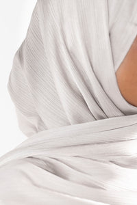 Satin Crinkle Hijab - Light Silver