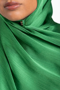Satin Crinkle Hijab - Bold Green