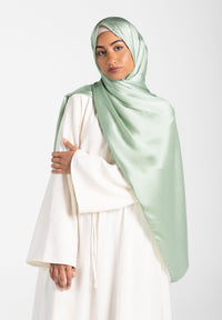 Satin Crinkle Hijab - Pale teal