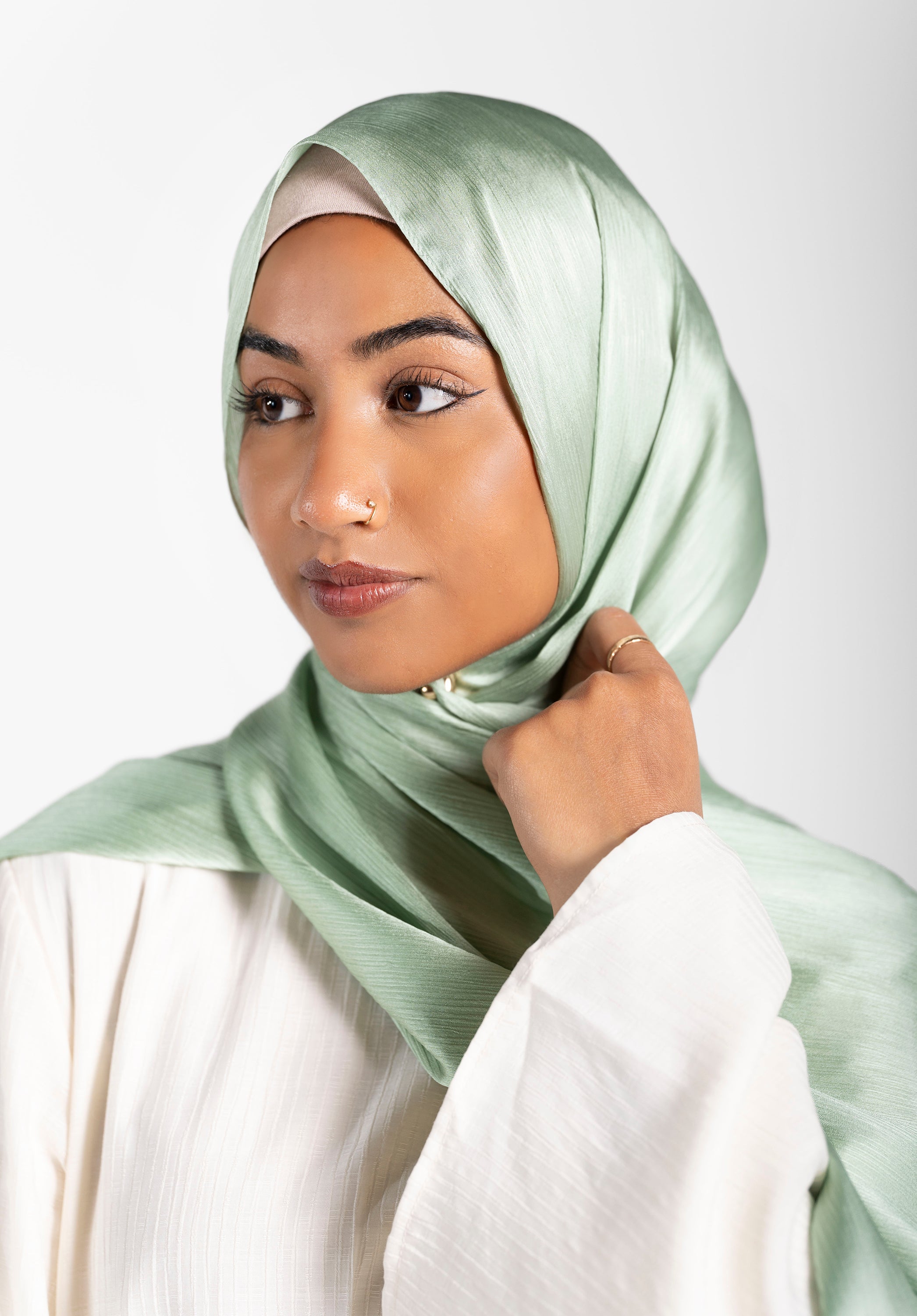 green satin hijab