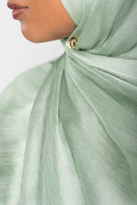 Satin Crinkle Hijab - Pale teal