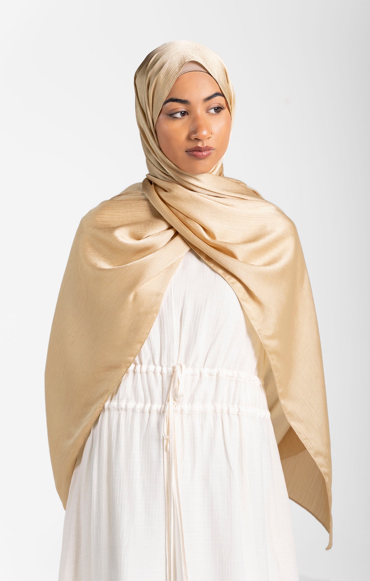 Satin Crinkle Hijab - Gold