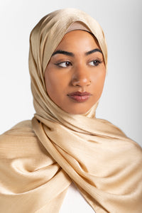 Satin Crinkle Hijab - Gold
