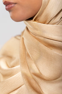 Satin Crinkle Hijab - Gold