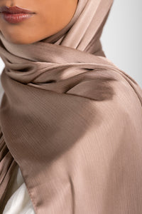 Satin Crinkle Hijab - Rust