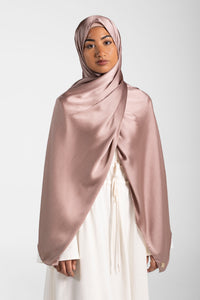 Satin Crinkle Hijab - Rosewood