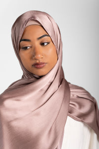 Satin Crinkle Hijab - Rosewood