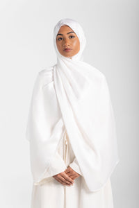 Satin Crinkle Hijab - White