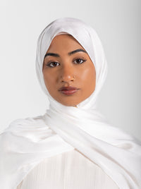 Satin Crinkle Hijab - White